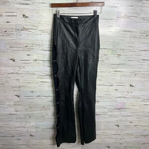 Meshki black side cut out  faux leather pants size xs